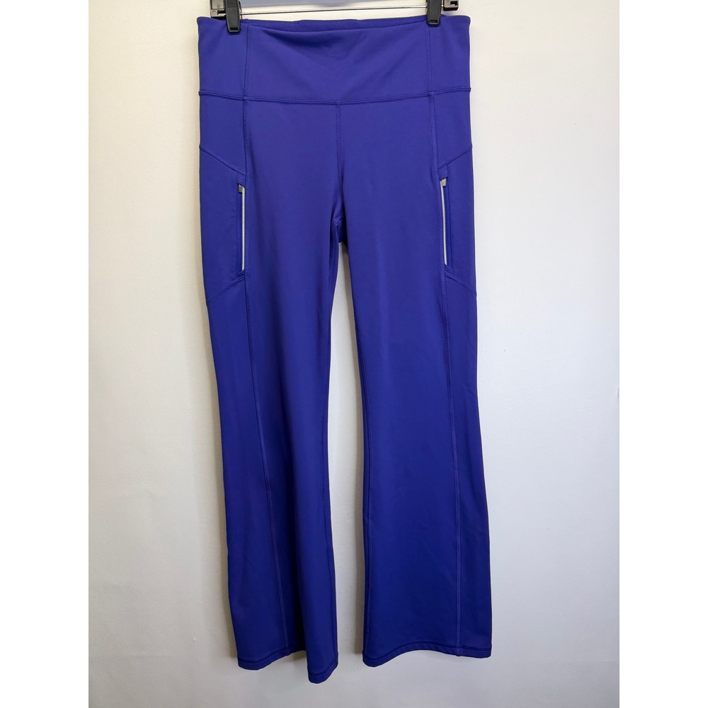 Athleta Rainier Bootcut Pant Womens L Blue Rainier Fleece Lined Zip Pockets